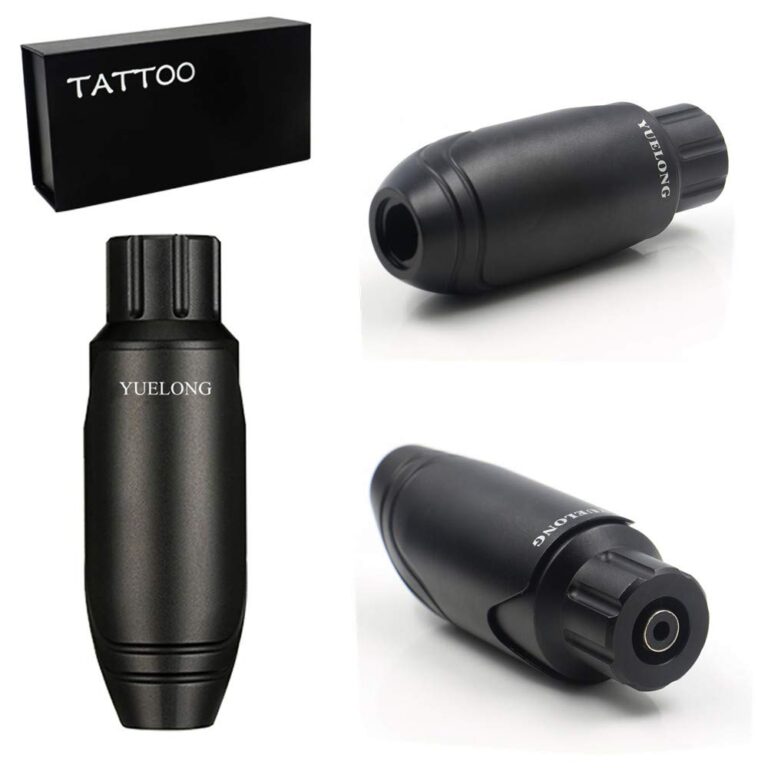 Yuelong Rotary Tattoo Machine Gun with Wireless Tattoo Power Supply 20pcs Tattoo Needles Cartridge Black Tattoo Grip Tape