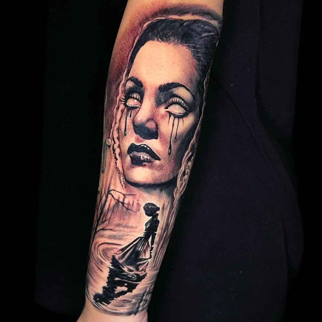 A river or waterway where she dwells tattoo image 1 by maestro tattoo