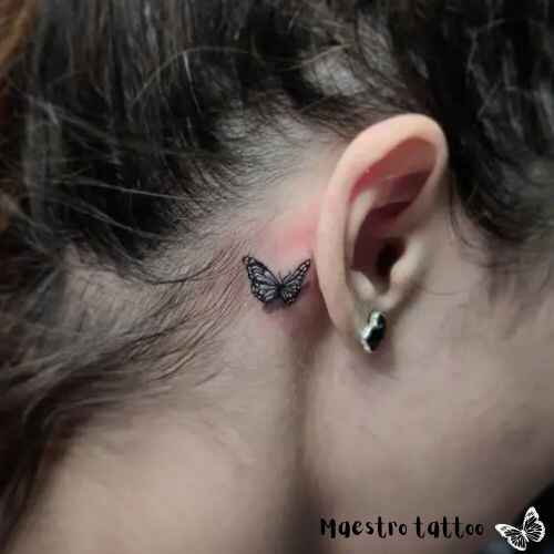 Butterfly Tattoo Behind Ear 