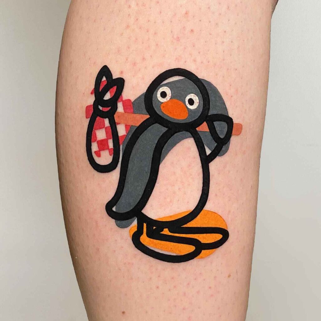 Cartoon Style Penguin TattooO IMAGE