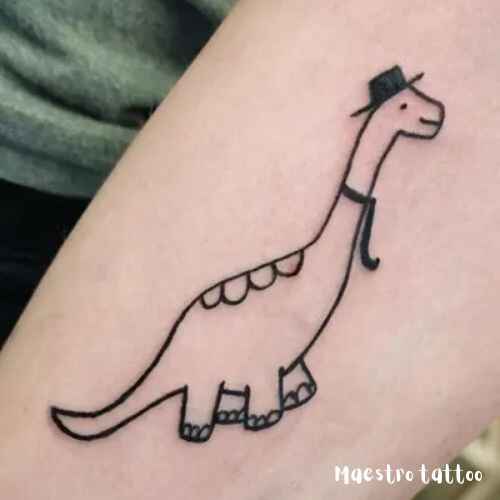 Minimalist Line Drawing Dino tattoo