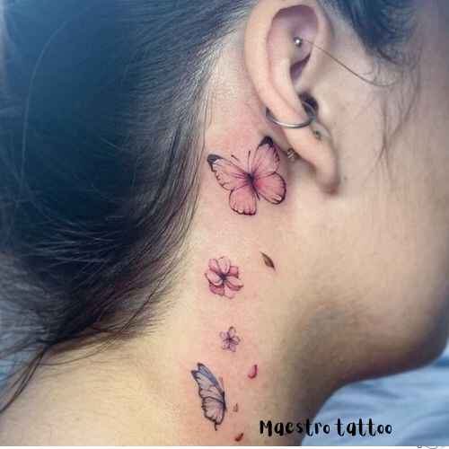 Flower-Butterfly-Tattoo-Designs-Behind-Ears