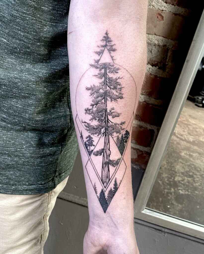 Geometric Pine Tree tattoo image