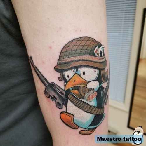 Military Penguin tattoo image