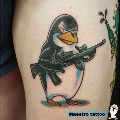 Military Penguin tattoo picture