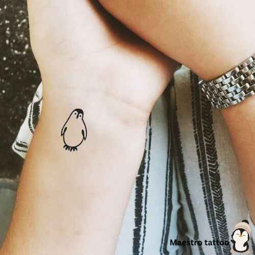 Minimalist Outline Penguin Tattoo image