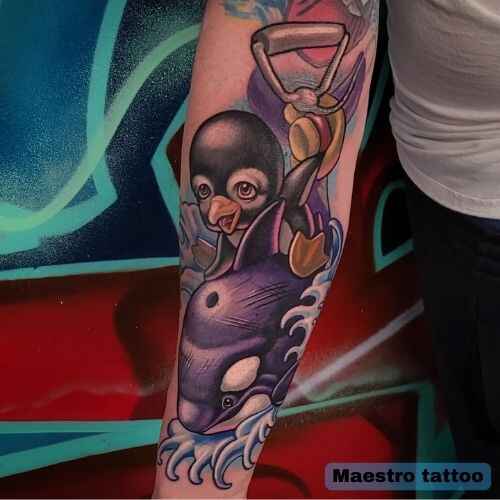 Orca and Penguin Tattoo image