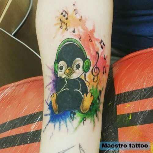 Penguin musician Tattoo IMAGE 