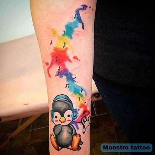 Penguin musician Tattoo IMAGE 