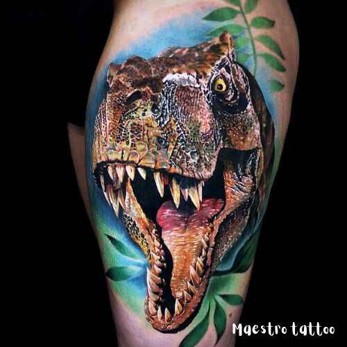 Roaring T-Rex Head Tattoo