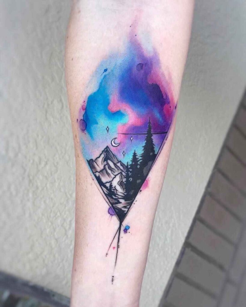 Pine Tree Tattoo-Watercolor Pine Tree tattoo  image