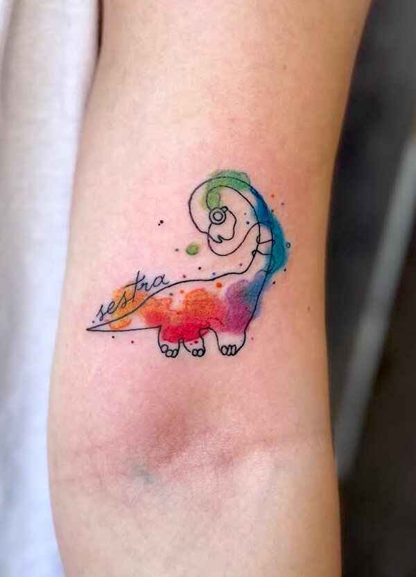 watercolor dinosaur tattoo image