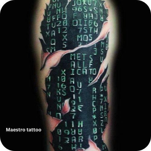 Matrix Code Thigh Tattoo image