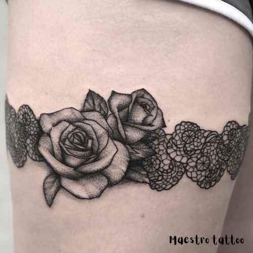 Flower Lace thigh tattoo designs 2 1 by maestro tattoo