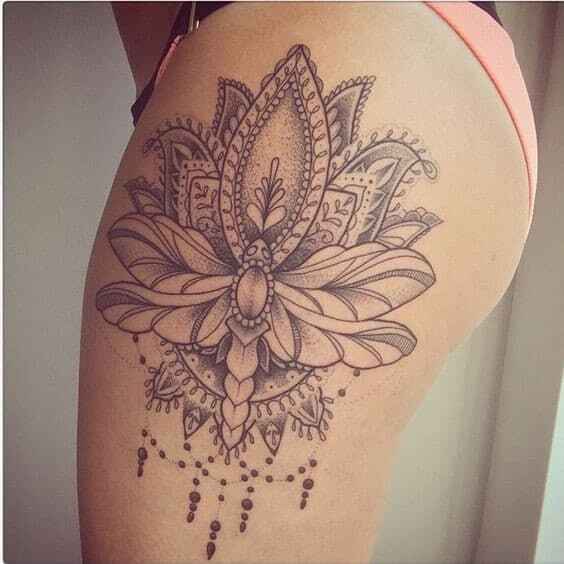 Thigh Lotus Flower 1 by maestro tattoo