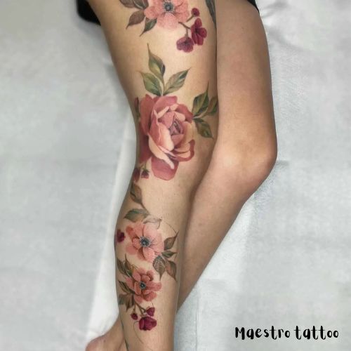 Watercolor thigh tattoo designs 1 by maestro tattoo