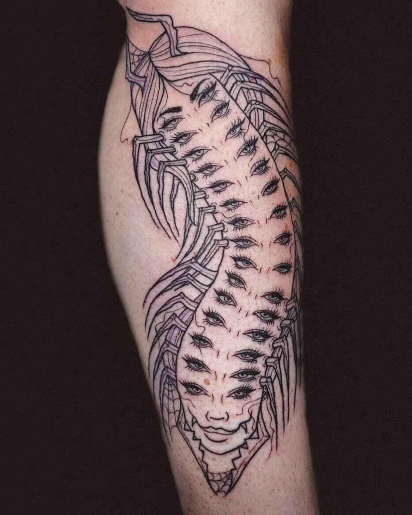 cartoon style Centipede Tattoo image