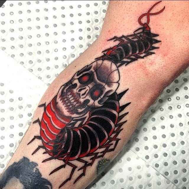 cartoon style Centipede Tattoo image