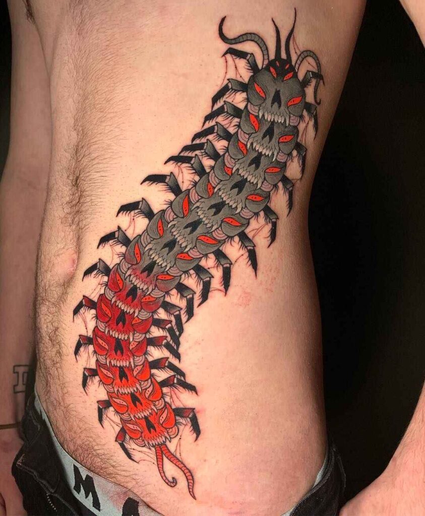 simple realistic centipede tattoo image