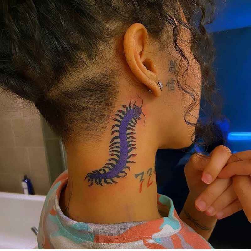 Centipede Tattoo on face image