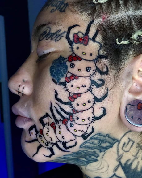 Centipede Tattoo on face image