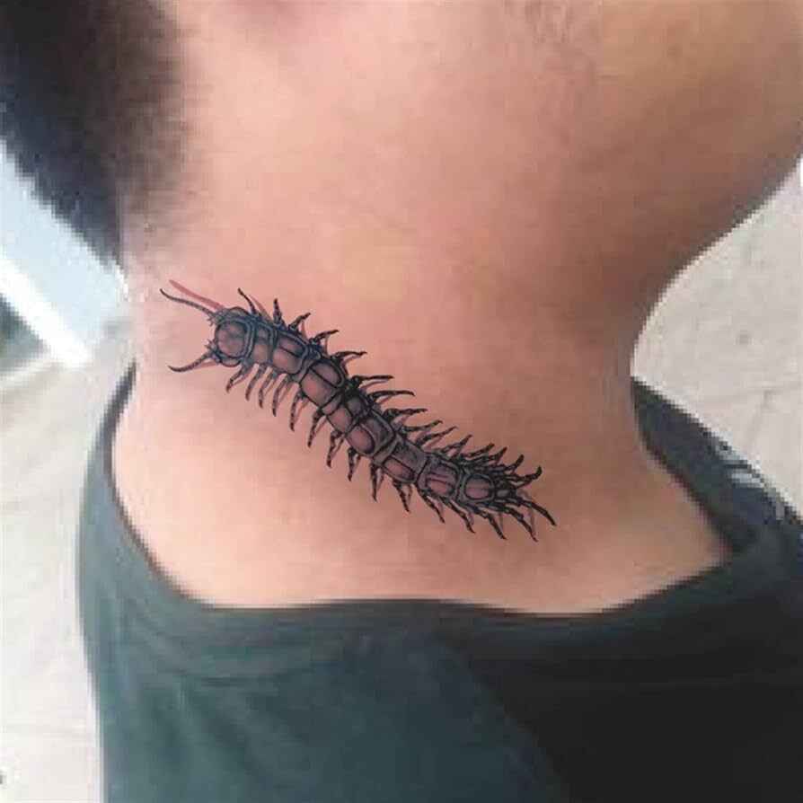 Centipede Tattoo on neck image