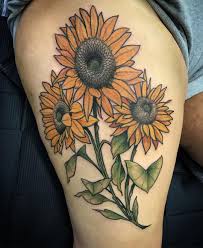 SunFlower Thigh Tattoo