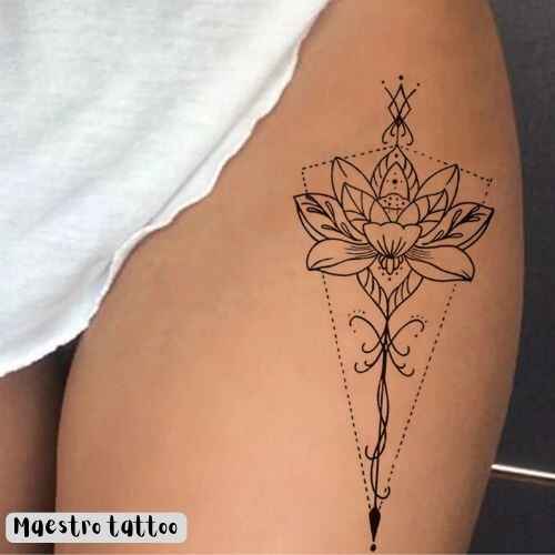 lotus thigh tattoo designs 1 1 by maestro tattoo