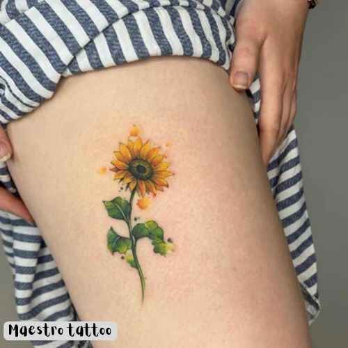 sunflower thigh tattoo designs 3 1 by maestro tattoo