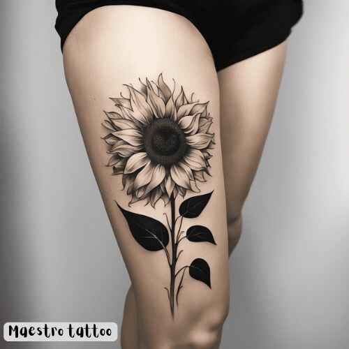 sunflower thigh tattoo designs 4 1 by maestro tattoo