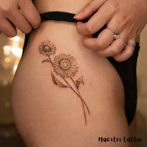 sunflower thigh tattoo designs 6 by maestro tattoo