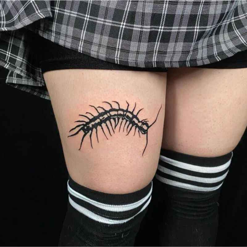 Thigh Centipede Tattoo image