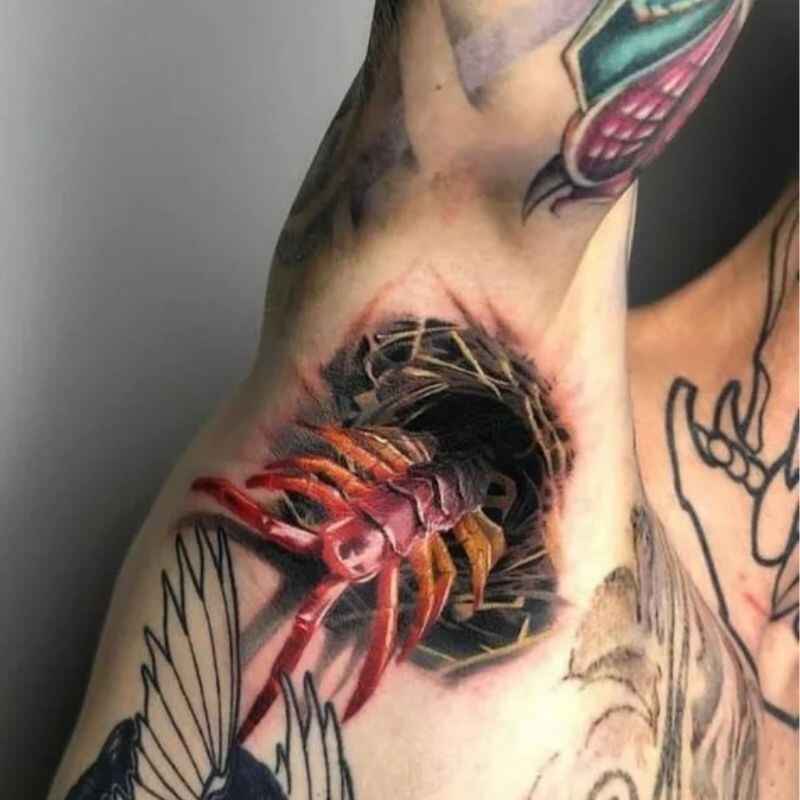 Watercolor centipede tattoo image