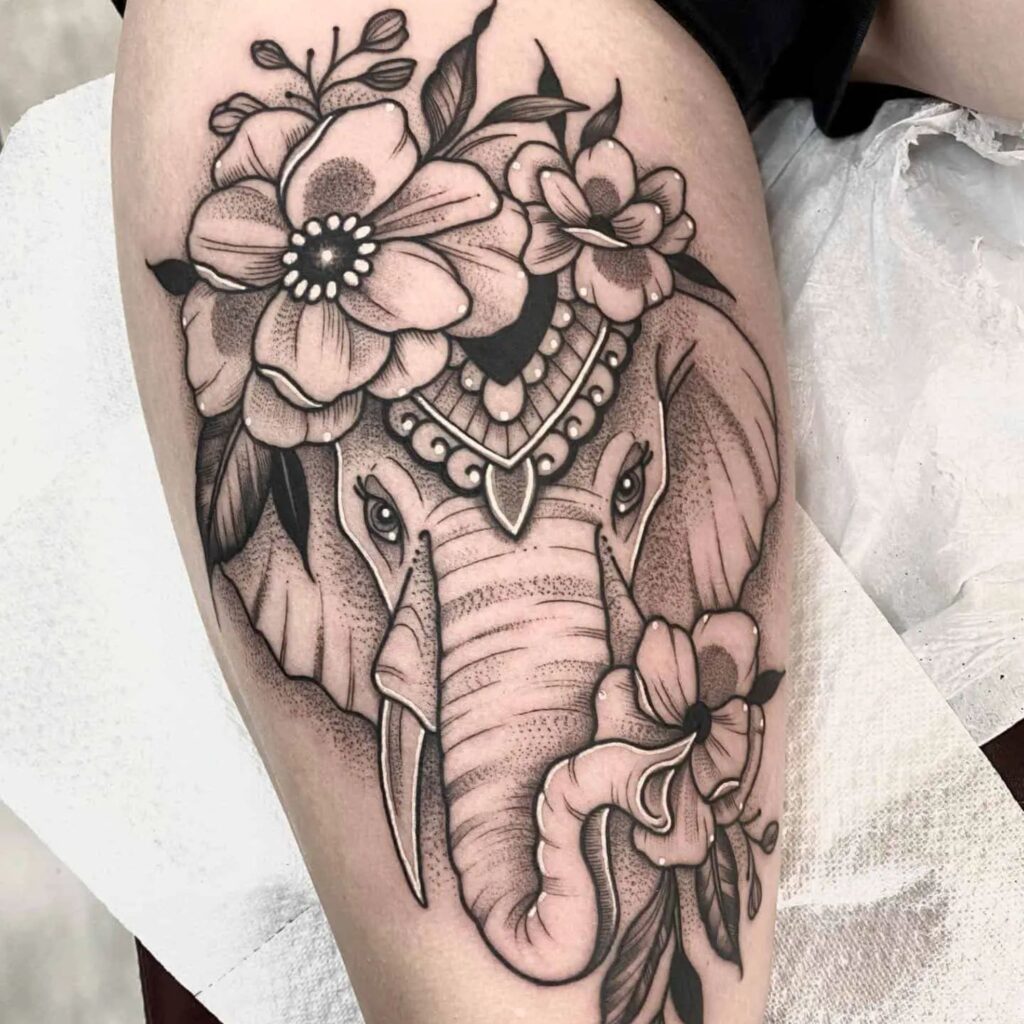 Elephant Thigh Mandala Tattoo Designs 1 min by maestro tattoo