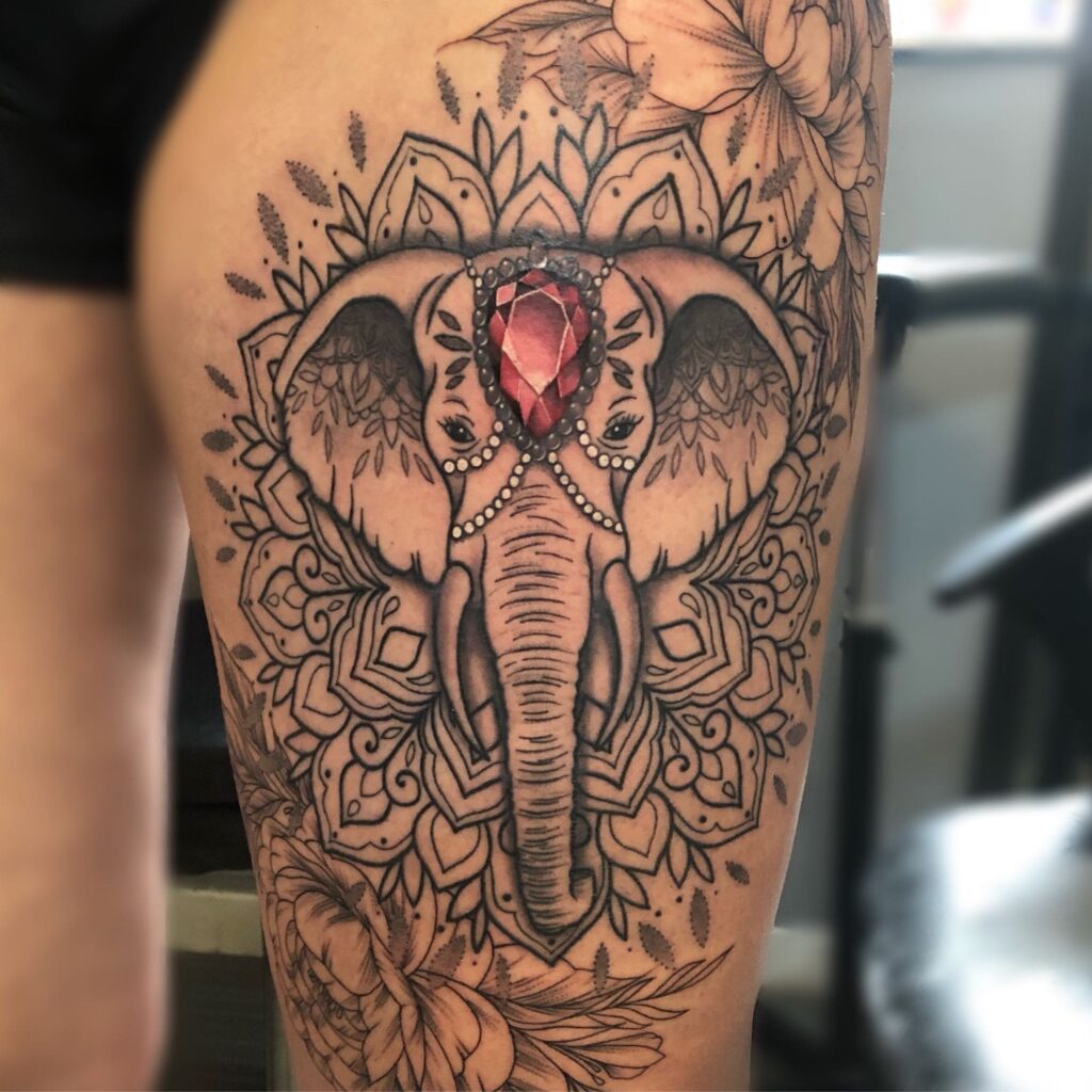 Elephant Thigh Mandala Tattoo Designs 2 min by maestro tattoo