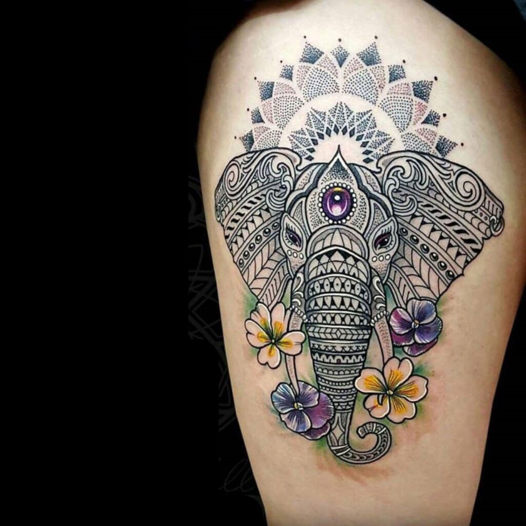 Elephant Thigh Mandala Tattoo Designs min by maestro tattoo