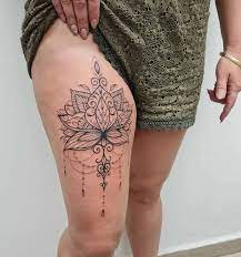 Lotus Thigh Mandala Tattoo Designs