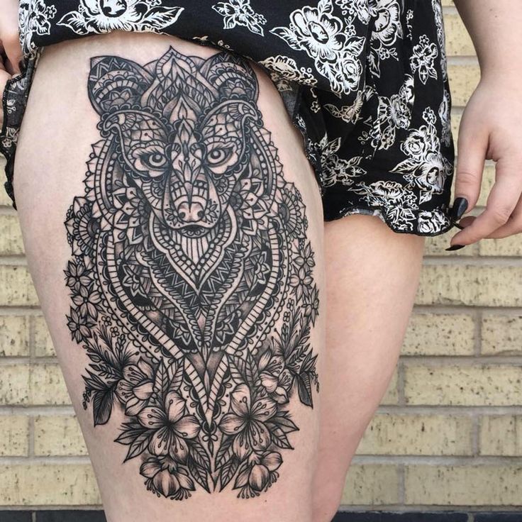 Animal Thigh Mandala Tattoo Designs