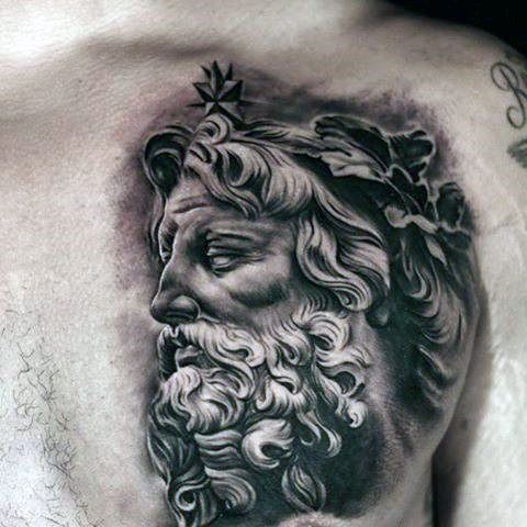Zeus Tattoo Designs on chest