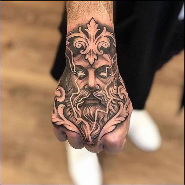 Zeus Tattoo Designs on hand